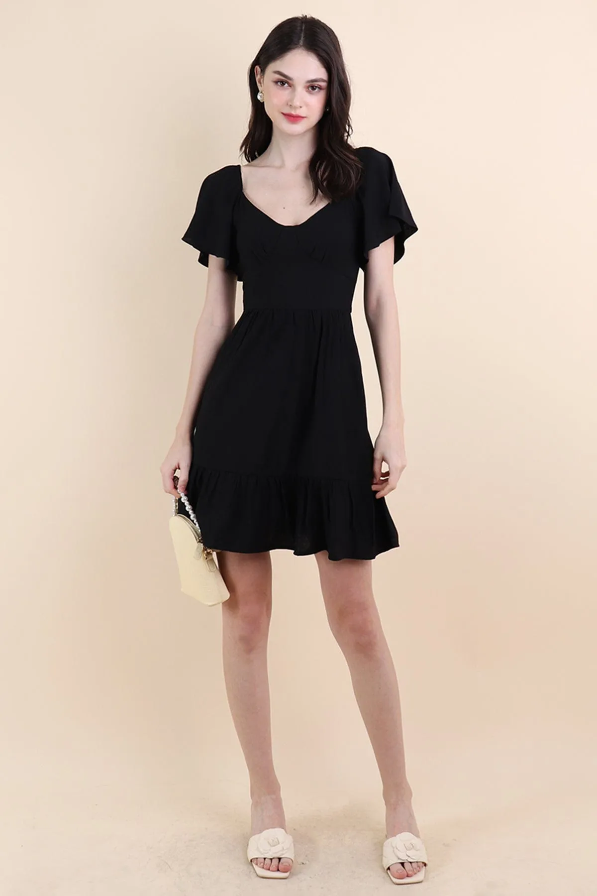 VENETIA ROMPER DRESS IN BLACK