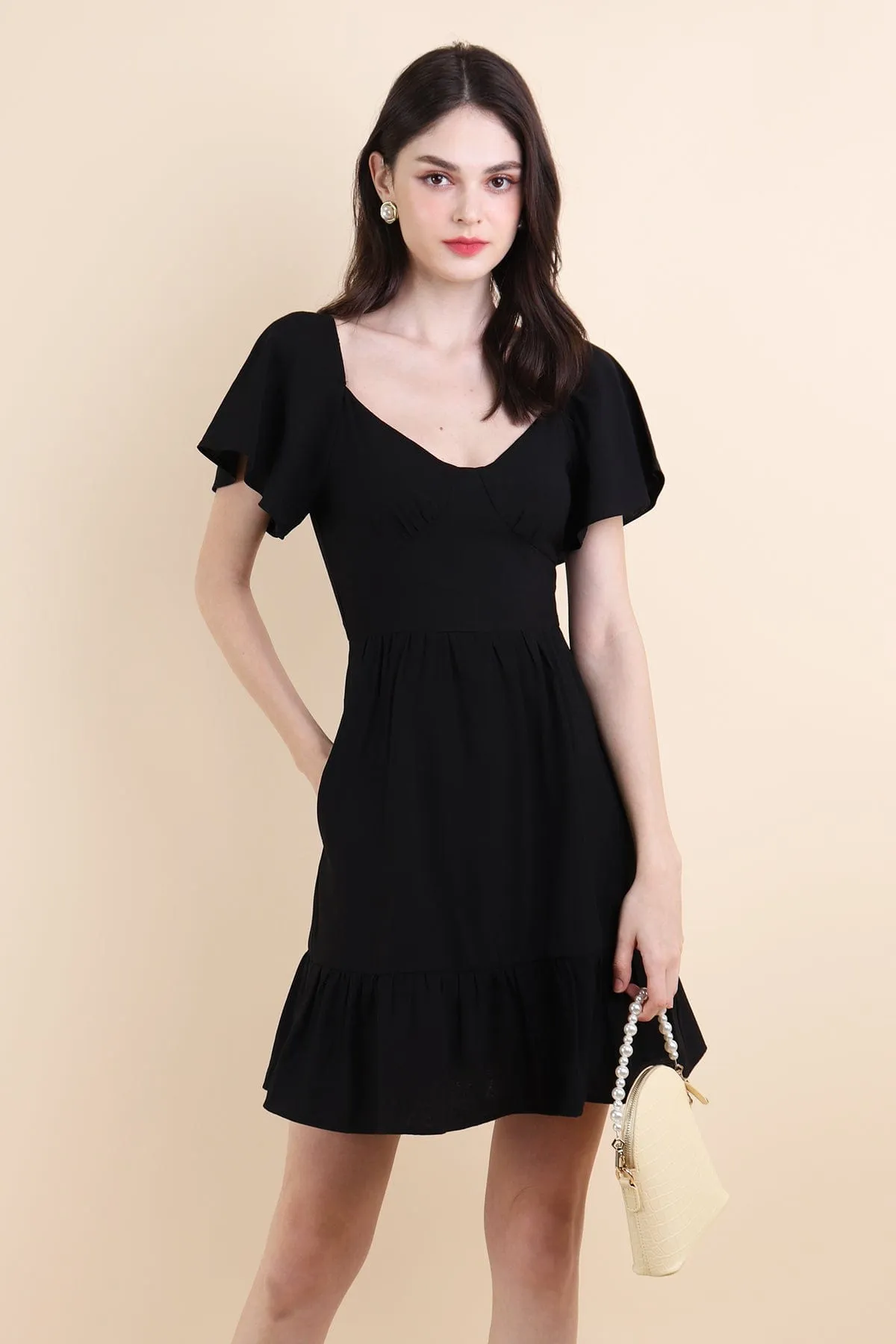 VENETIA ROMPER DRESS IN BLACK