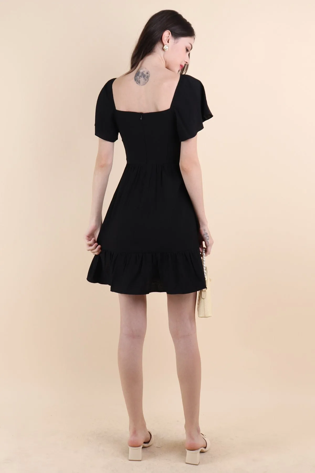 VENETIA ROMPER DRESS IN BLACK