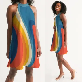 Vintage Dress Style, Groovy 70s Style dress, Hippie Dress, Retro Dress, Disco Dress, Stripe Dress, 70s inspired dress, Blue Orange Dress