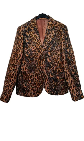 Vintage Jacquard Leopard Print Blazer