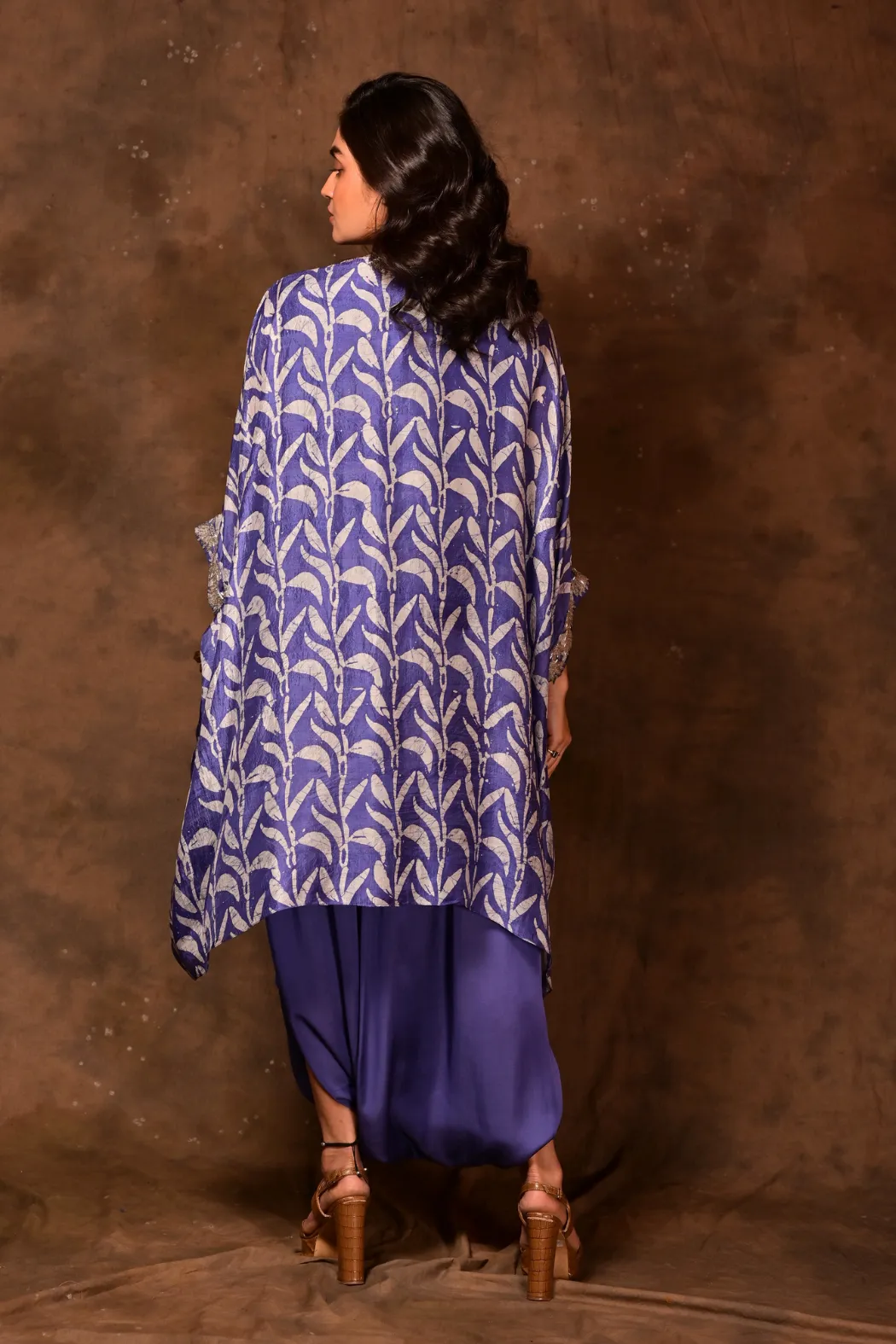 Violet Batik Kaftan Tie-Up Jacket Set