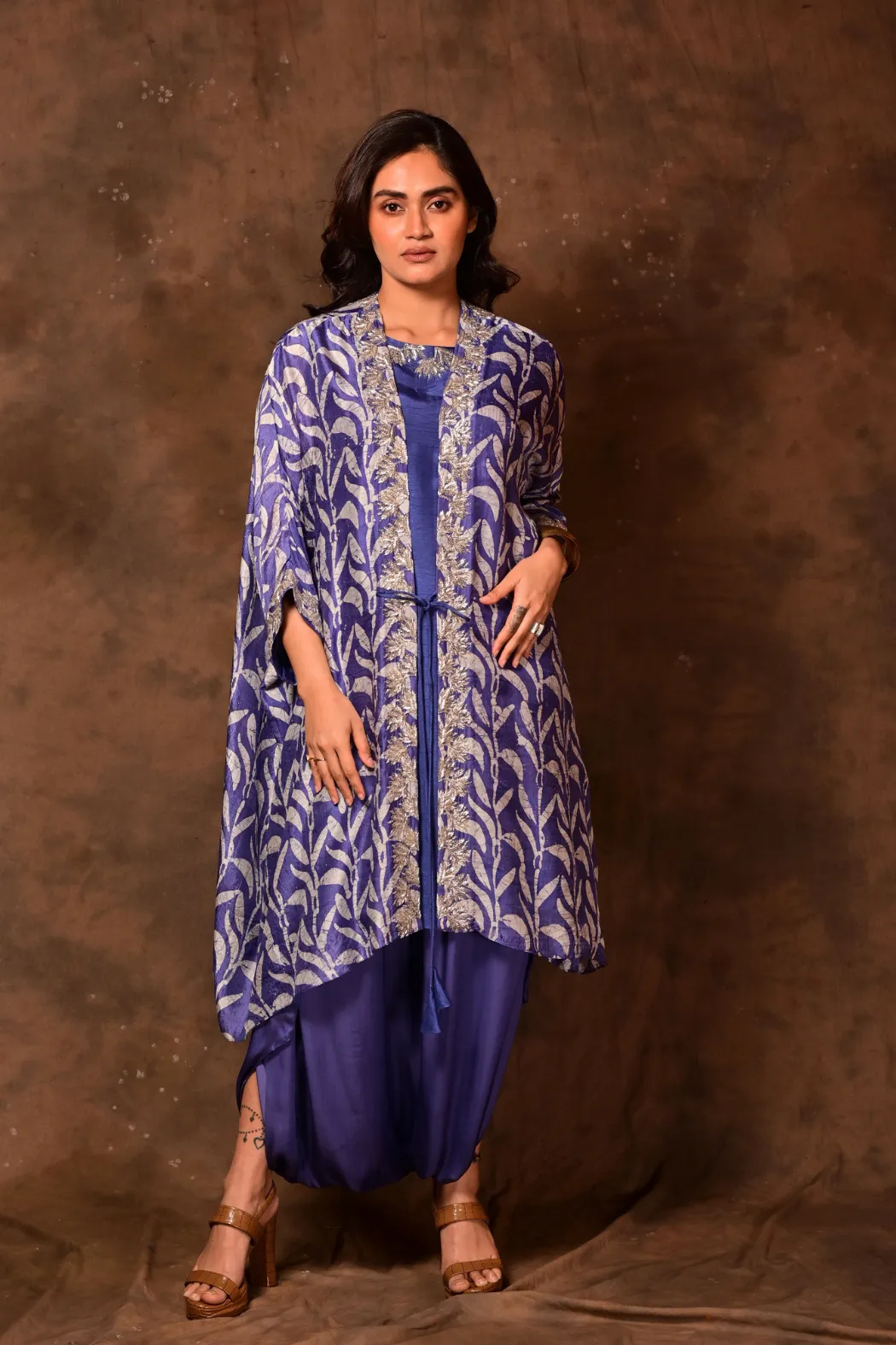 Violet Batik Kaftan Tie-Up Jacket Set