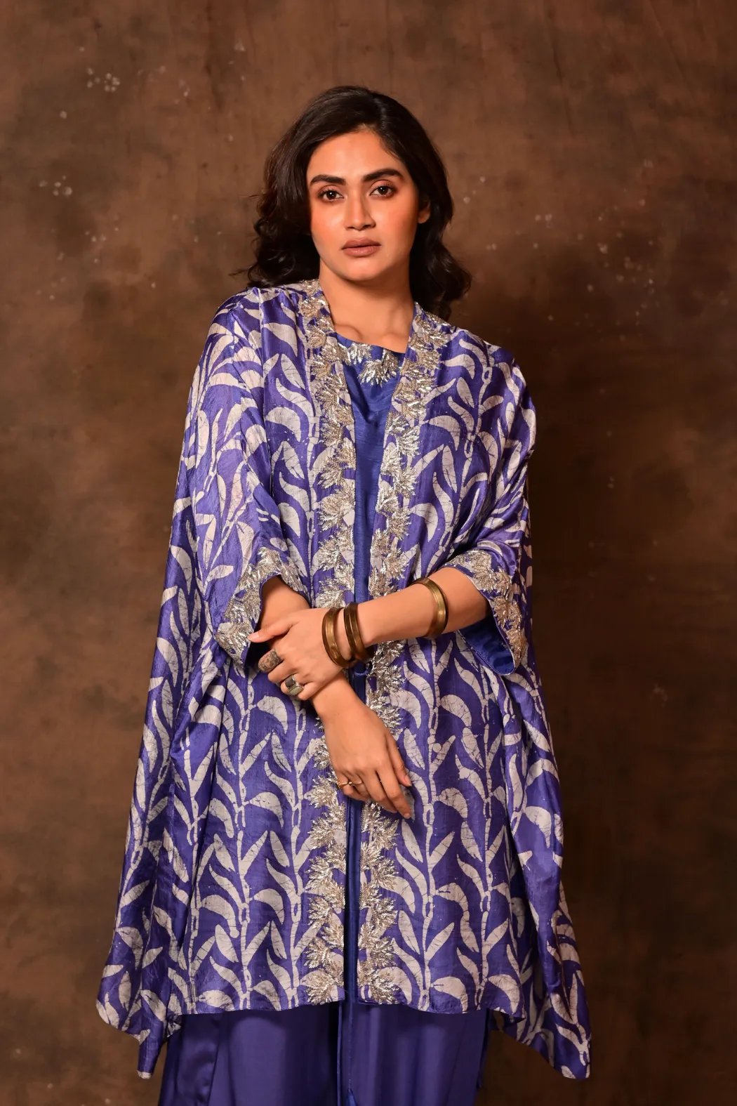 Violet Batik Kaftan Tie-Up Jacket Set