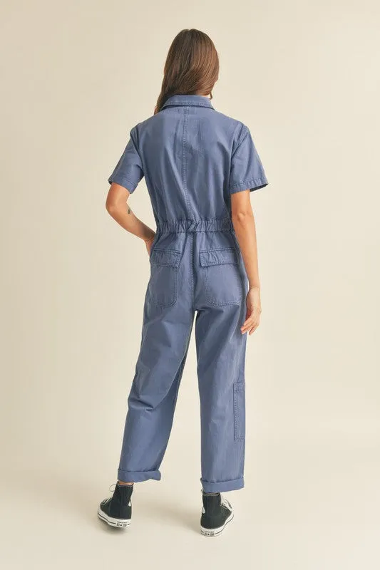 WASHED COTTON UTILITY JUMPSUIT MO