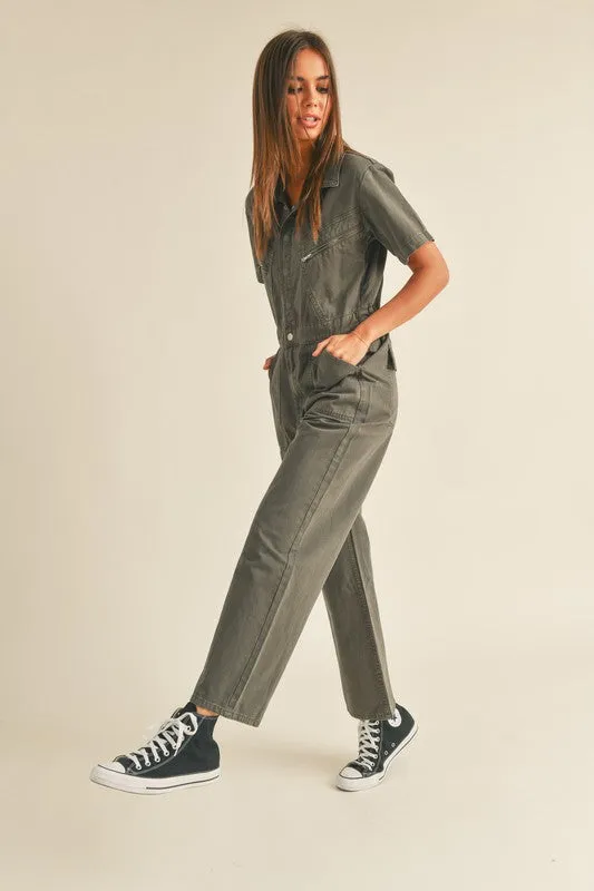 WASHED COTTON UTILITY JUMPSUIT MO