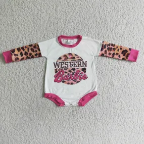 Western Barbie Leopard long sleeve romper LR0033