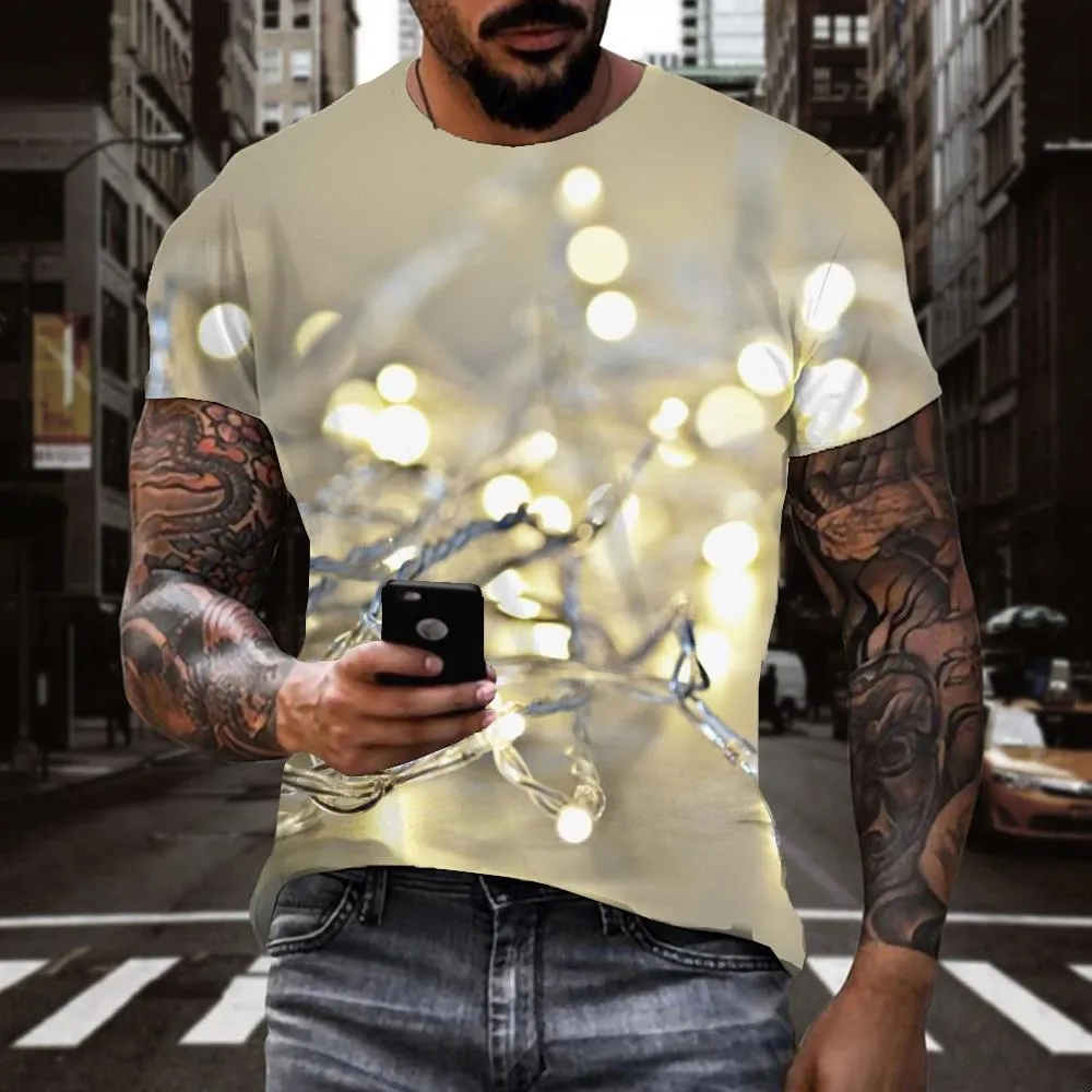 white light shirt Casual shirt 3D festival men Christmas Cool art costume