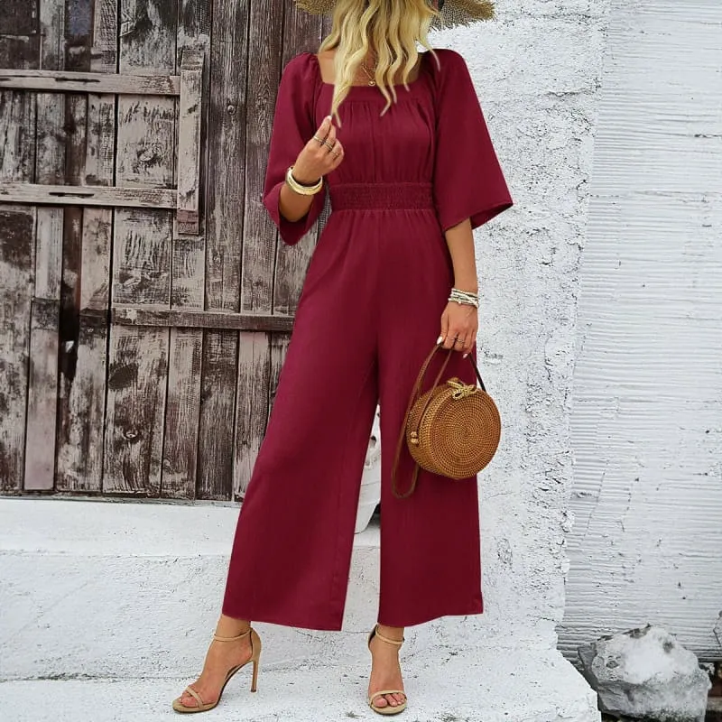 Wide Leg Jumpsuit for Summer Casual Short Sleeve Vibes