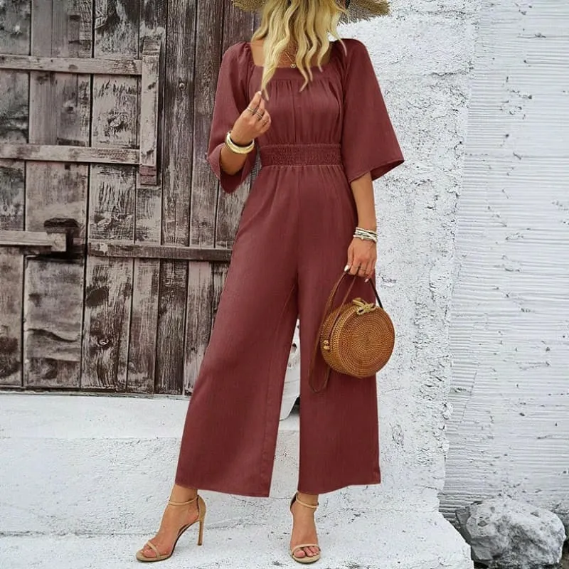 Wide Leg Jumpsuit for Summer Casual Short Sleeve Vibes