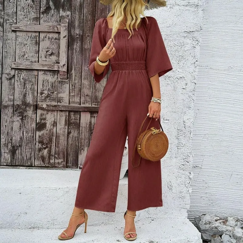 Wide Leg Jumpsuit for Summer Casual Short Sleeve Vibes