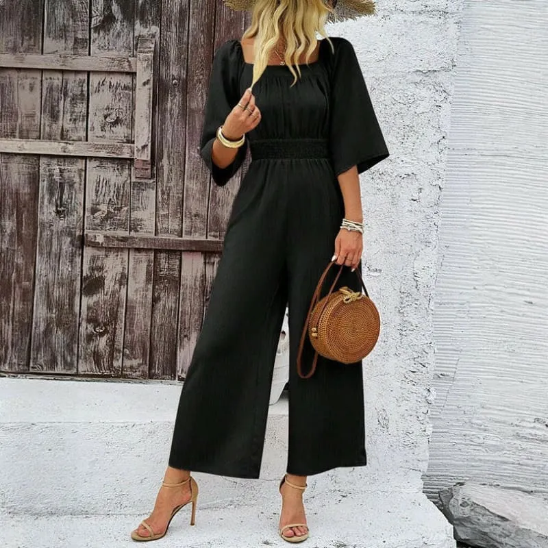 Wide Leg Jumpsuit for Summer Casual Short Sleeve Vibes