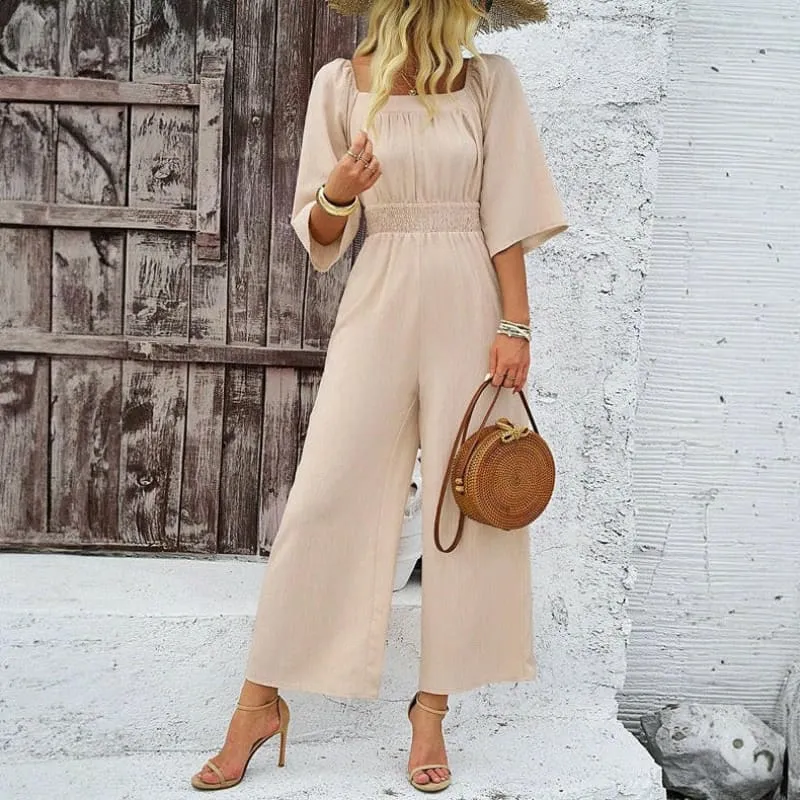 Wide Leg Jumpsuit for Summer Casual Short Sleeve Vibes