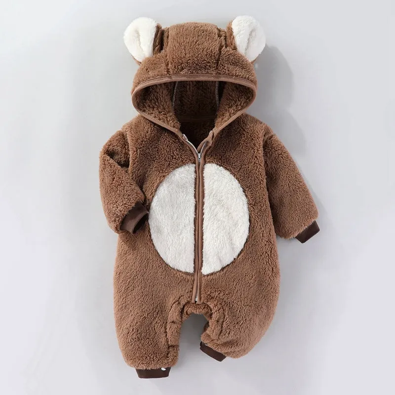 Winter Plush Animal Insulation Cotton-padded baby rompers