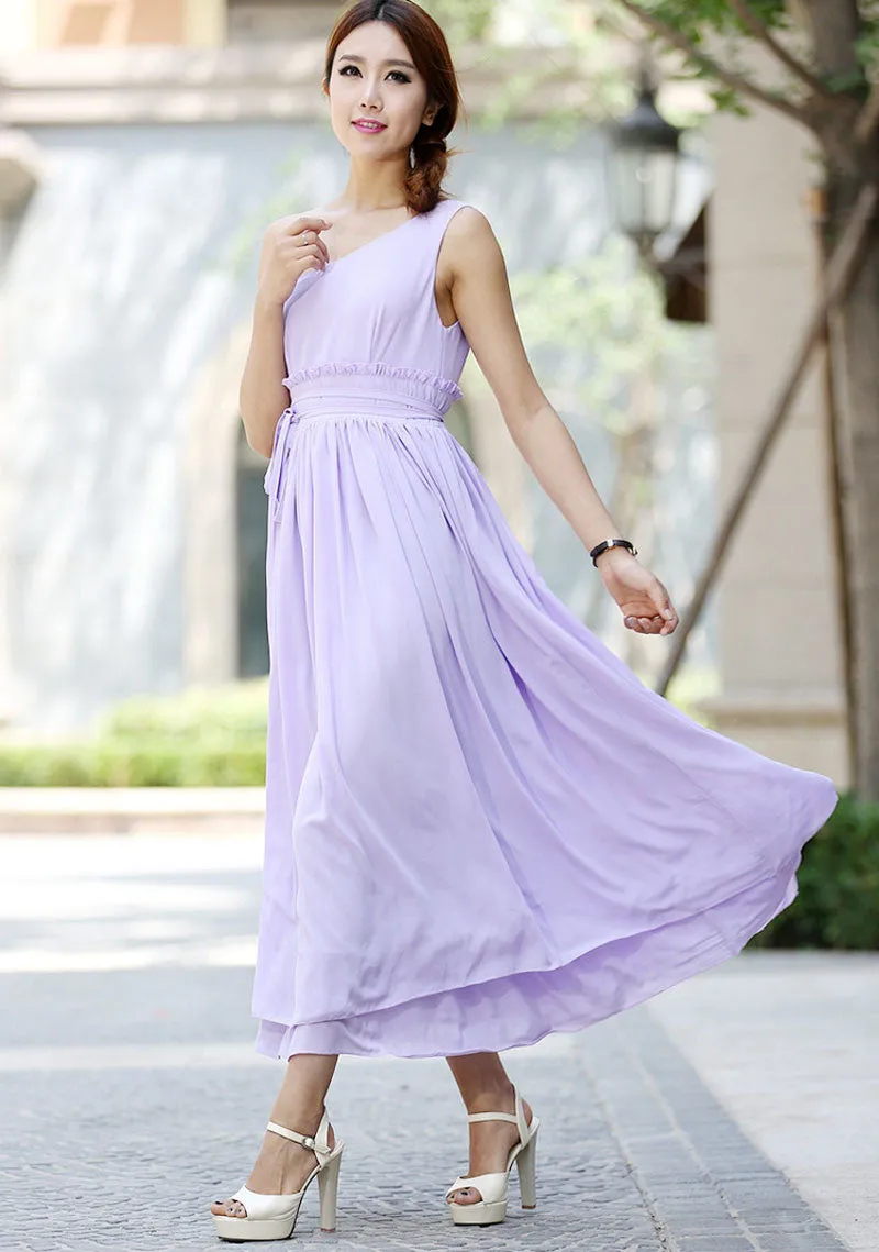 Woman bridesmaid dress maxi dress tulle dress in purple (1031)