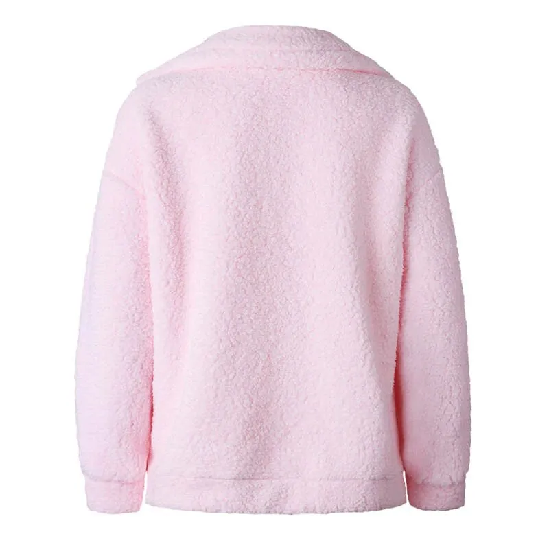 Women's Autumn/Winter Warm Plush Fleece Faux Shearling Fur Jacket