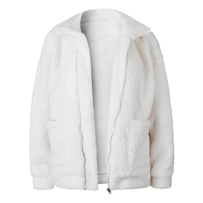 Women's Autumn/Winter Warm Plush Fleece Faux Shearling Fur Jacket