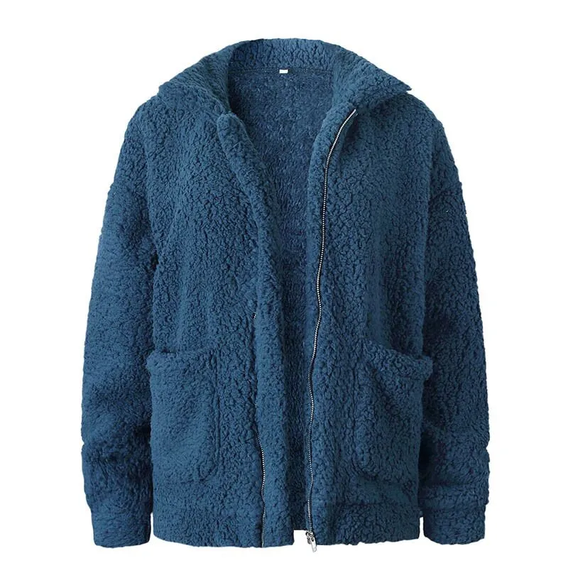 Women's Autumn/Winter Warm Plush Fleece Faux Shearling Fur Jacket