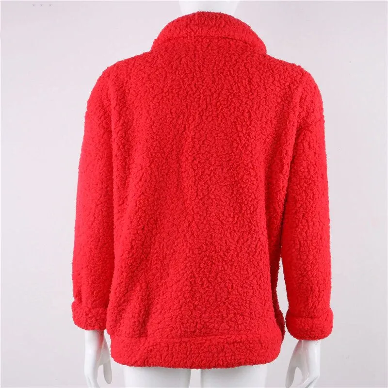 Women's Autumn/Winter Warm Plush Fleece Faux Shearling Fur Jacket