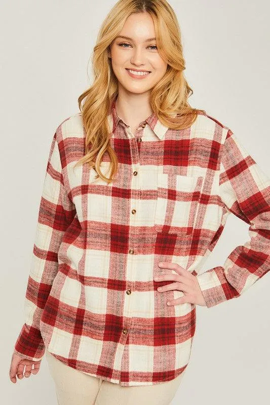 Womens Flannel Top Layering Shacket