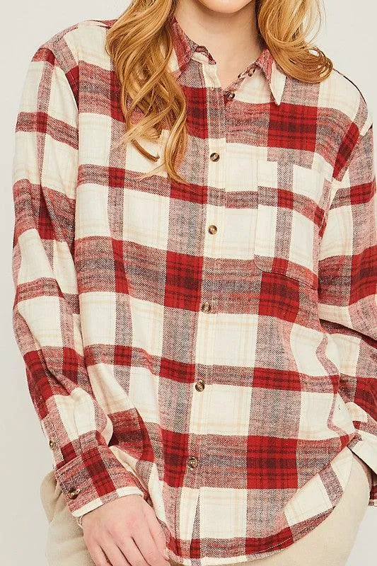 Womens Flannel Top Layering Shacket