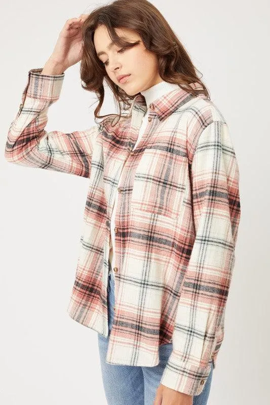 Womens Flannel Top Layering Shacket