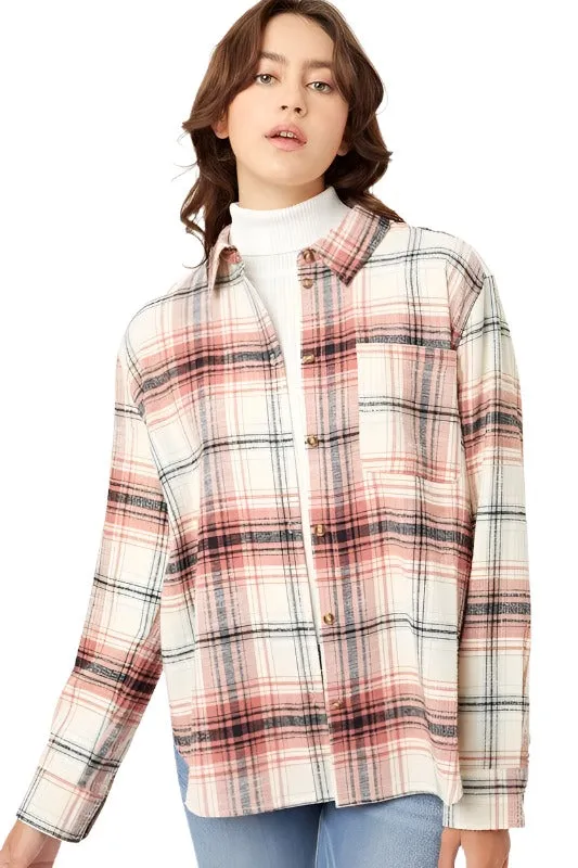 Womens Flannel Top Layering Shacket