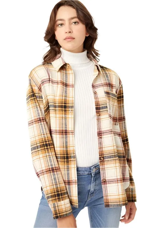 Womens Flannel Top Layering Shacket