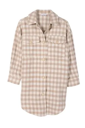 Women's Plus Size Check pattern long shacket