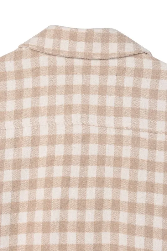 Women's Plus Size Check pattern long shacket