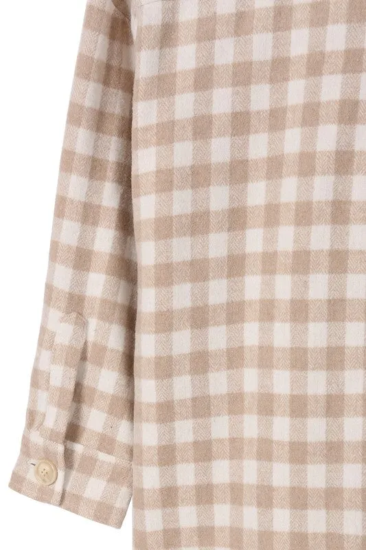 Women's Plus Size Check pattern long shacket