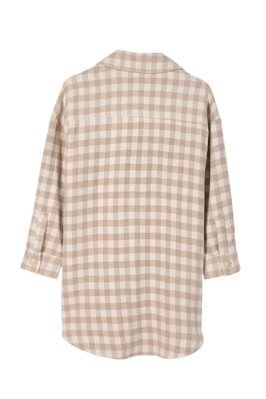 Women's Plus Size Check pattern long shacket