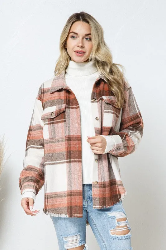 Yarn Dyed Plaid Shirt Jacket Shacket